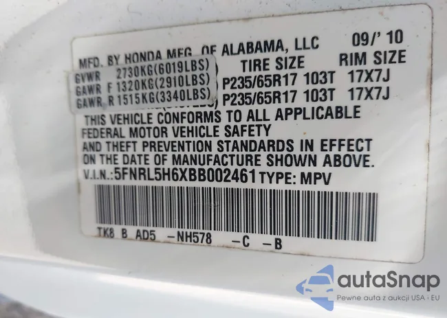 5FNRL5H6XBB002461: 42662720