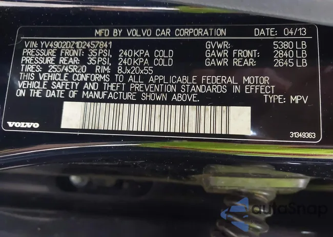 YV4902DZ1D2457841: 42662087