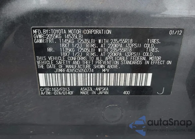 JTMRF4DV5C5050774: 42662297