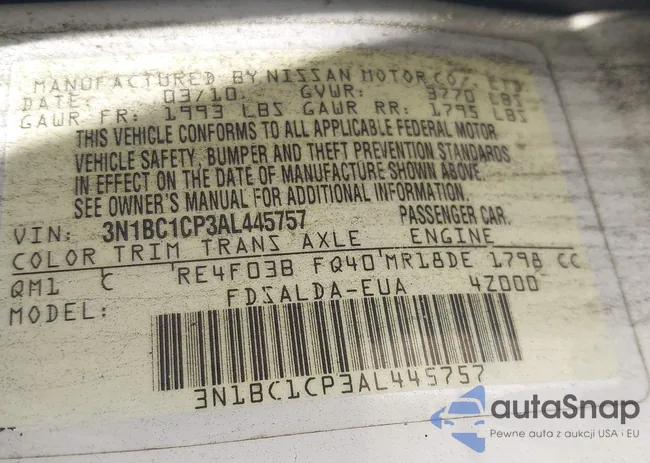 3N1BC1CP3AL445757: 42663321