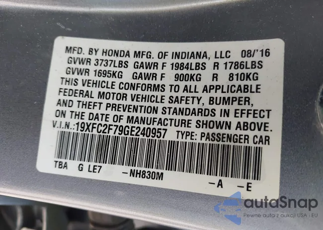 19XFC2F79GE240957: 42663343