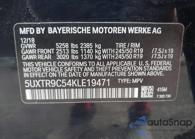 5UXTR9C54KLE19471: 42663361