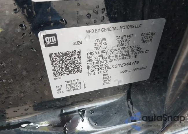 1GCPDDEK2RZ244729: 42663437