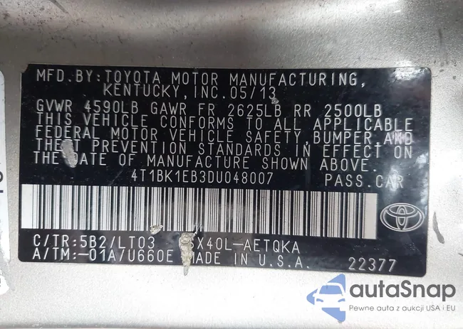 4T1BK1EB3DU048007: 42663607