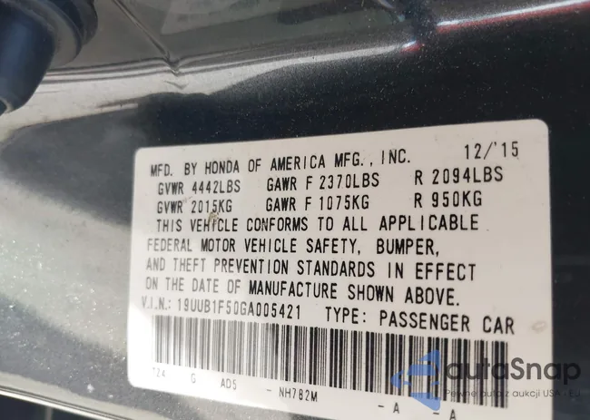 19UUB1F50GA005421: 42663720