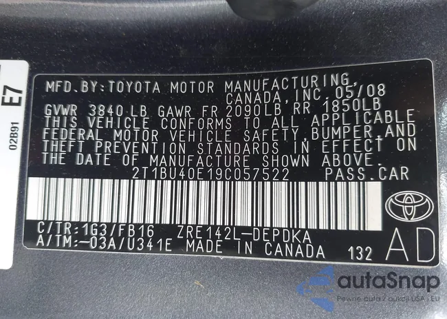 2T1BU40E19C057522: 42663855