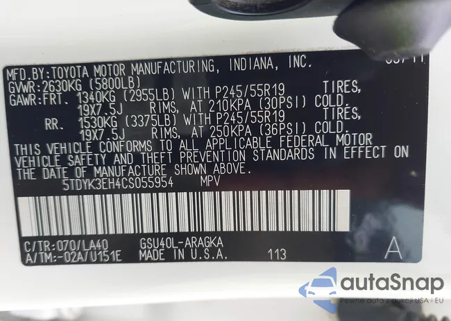 5TDYK3EH4CS055954: 42663873