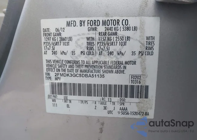 2FMDK3GC5DBA51135: 42662937