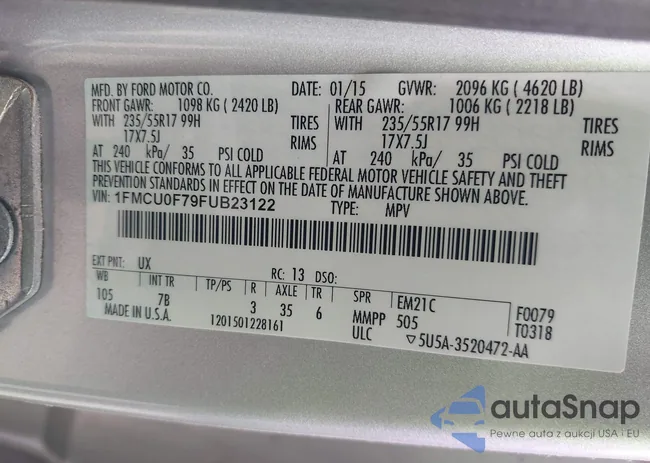 1FMCU0F79FUB23122: 42663000