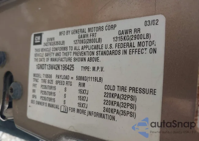 1GNDT13W42K196425: 42663026