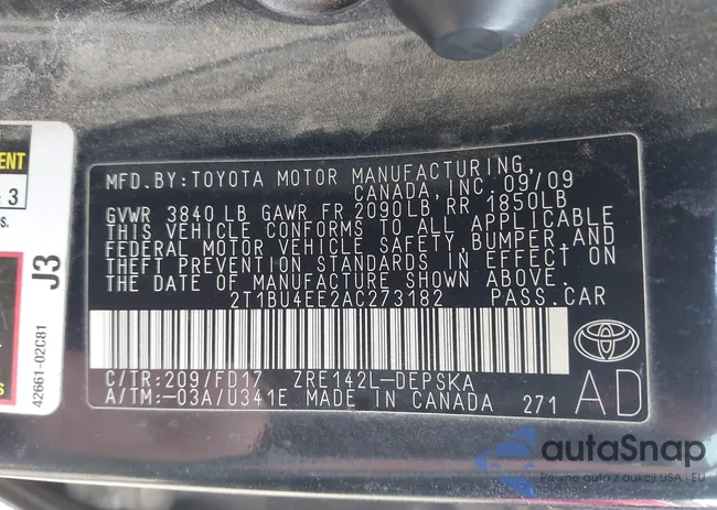 2T1BU4EE2AC273182: 42663043