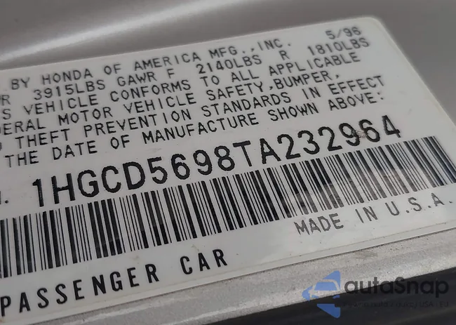 1HGCD5698TA232964: 42663147