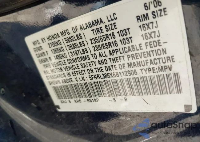 5FNRL386X6B112906: 42663195