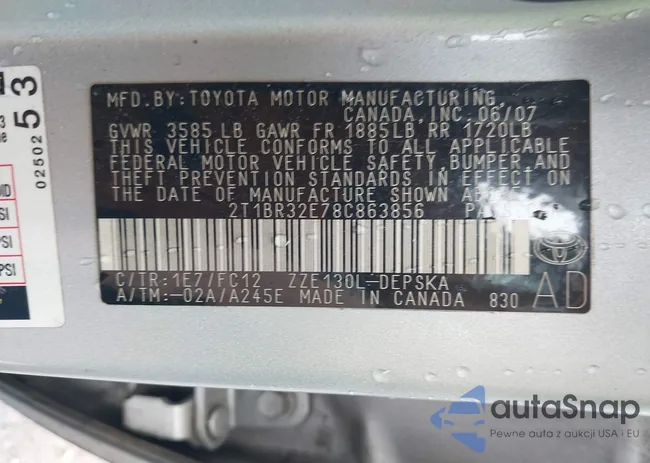 2T1BR32E78C863856: 42663225