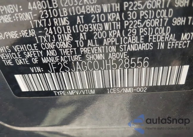 JF2SJAGC0JH528556: 42663305