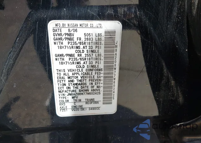 JN8AZ08W77W602425: 42664497