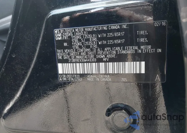 2T3BFREV3GW449369: 42664547