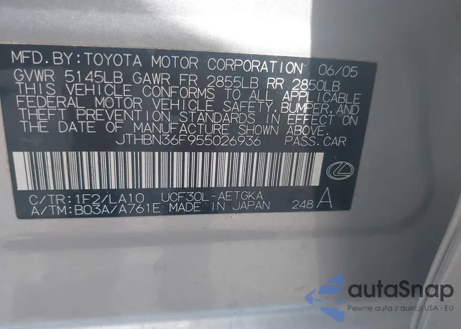 JTHBN36F955026936: 42664562