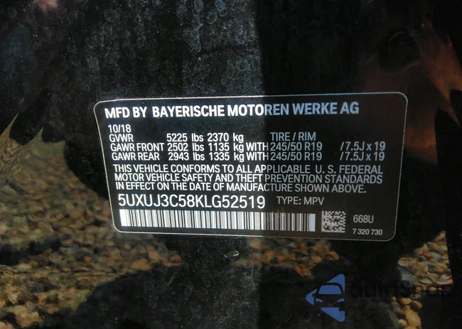 5UXUJ3C58KLG52519: 42664602