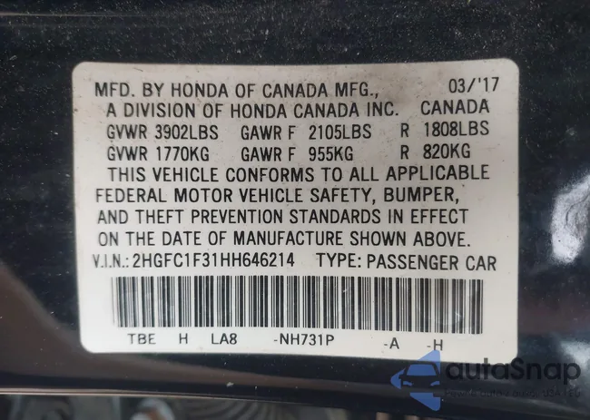 2HGFC1F31HH646214: 42664603