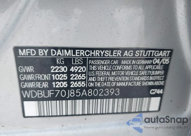 WDBUF70J85A802393: 42664707