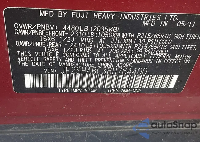 JF2SHABC3BH764400: 42664796