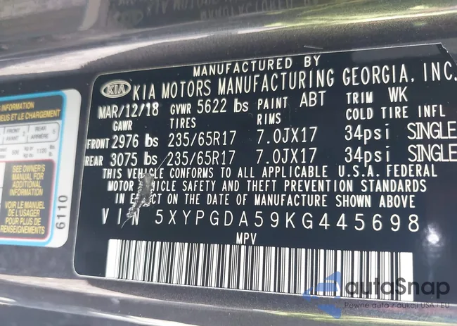 5XYPGDA59KG445698: 42664006