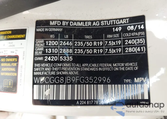 WDCGG8JB9FG352996: 42664009