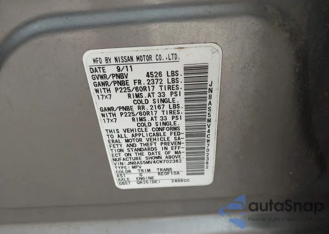 JN8AS5MV4CW702362: 42664243