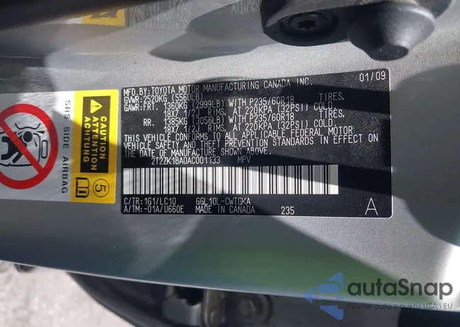 2T2ZK1BA0AC001133: 42665500