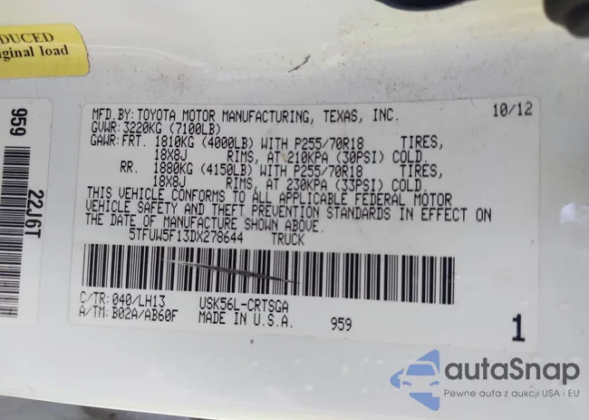 5TFUW5F13DX278644: 42665661