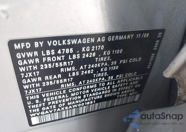 WVGAV7AX5AW001651: 42665765