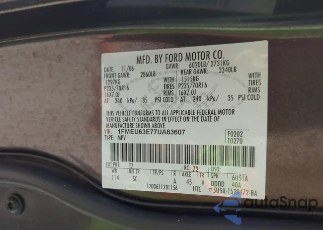 1FMEU63E77UA83607: 42665029