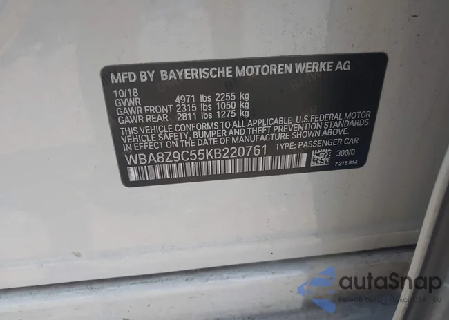 WBA8Z9C55KB220761: 42665106