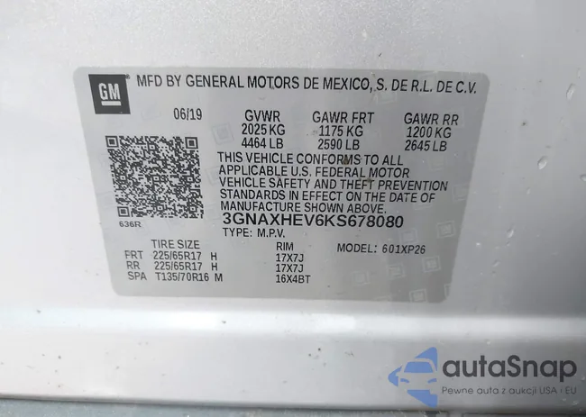 3GNAXHEV6KS678080: 42665120