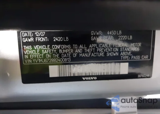 YV1MJ672882400813: 42665222