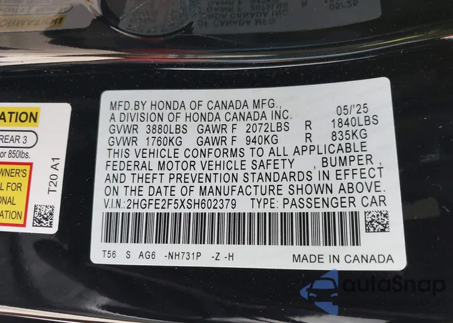 2HGFE2F5XSH602379: 42666639