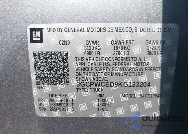 3GCPWCED9KG133204: 42666705