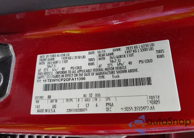 1FTEW1CP2GFA11396: 42665919