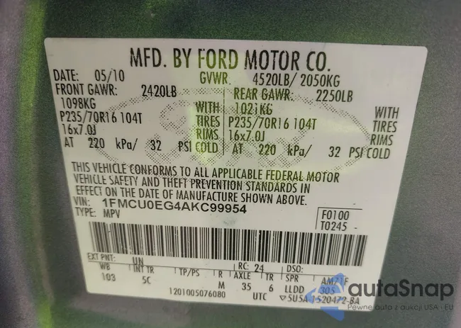 1FMCU0EG4AKC99954: 42667340