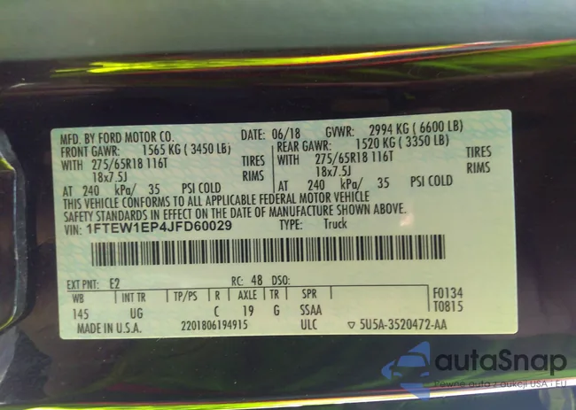 1FTEW1EP4JFD60029: 42667590