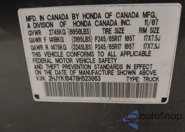 2HJYK16478H523063: 42667603