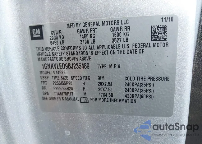 1GNKVLED9BJ235489: 42667700