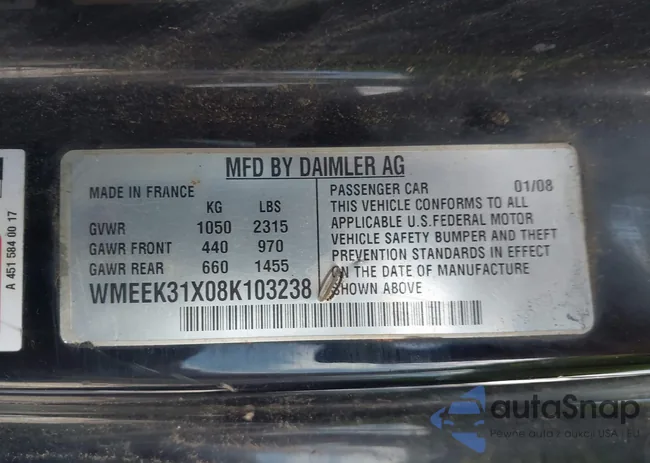 WMEEK31X08K103238: 42667832