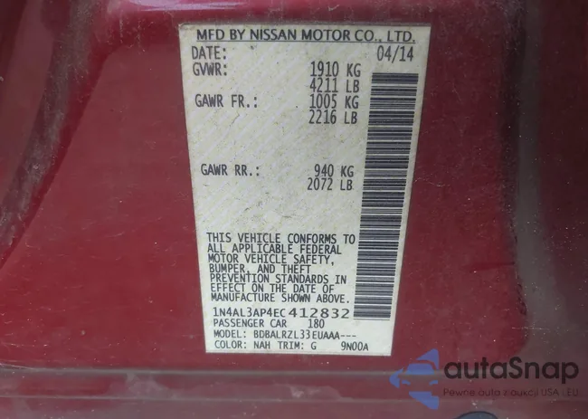 1N4AL3AP4EC412832: 42667878