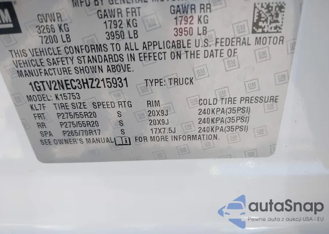 1GTV2NEC3HZ215931: 42666987