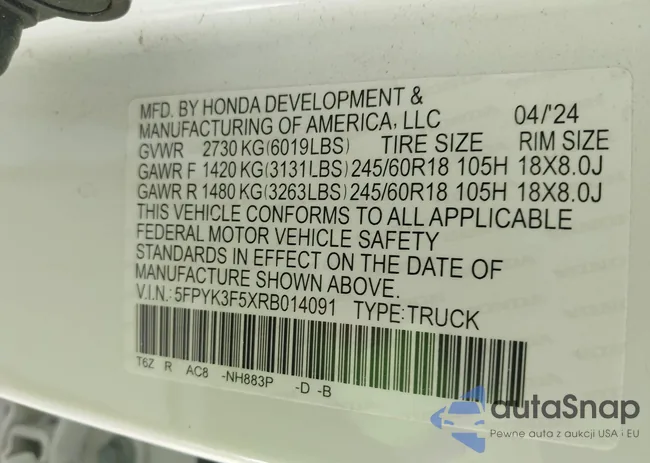 5FPYK3F5XRB014091: 42667058