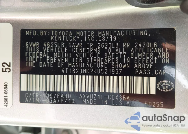 4T1B21HK2KU521937: 42667063