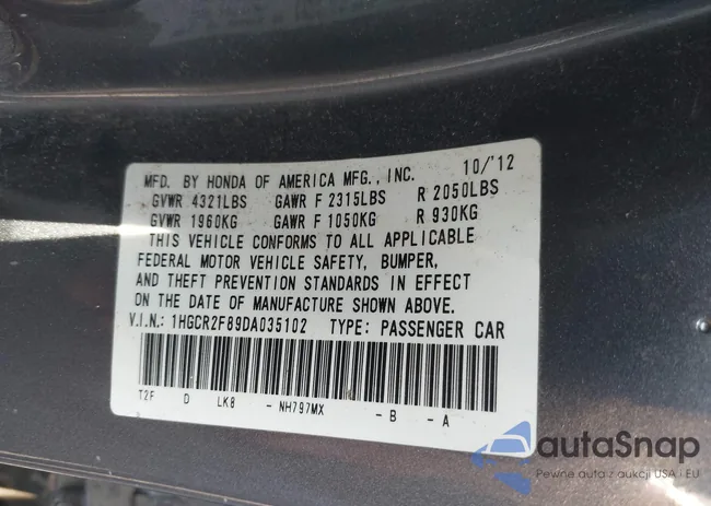 1HGCR2F89DA035102: 42667082