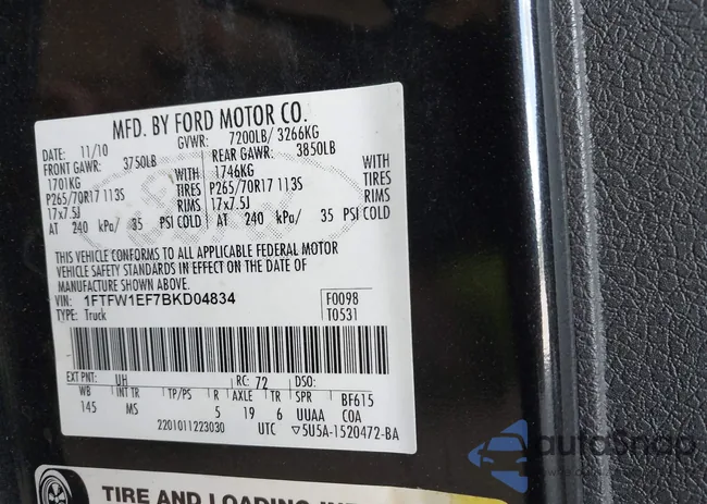 1FTFW1EF7BKD04834: 42667086